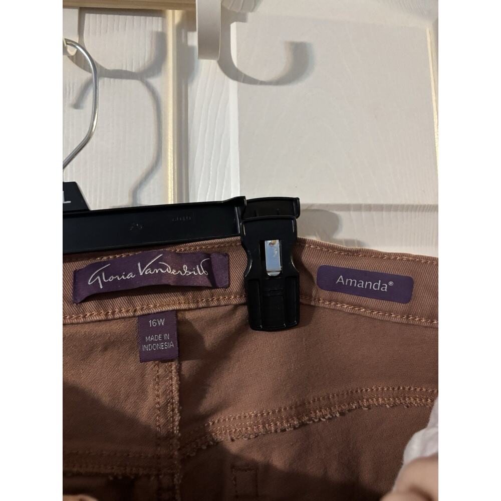Gloria Vanderbilt 16 W Amanda Jeans Capri Length Stretchy 5 Pocket Sienna Brown - Picture 3 of 7